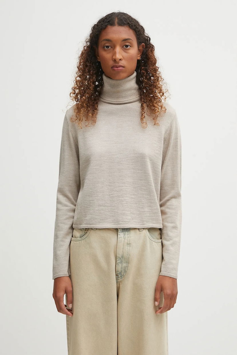Sveter Maison Margiela MM6 Maison Margiela Cropped Wool Turtleneck Sweater Béžová | S52HA0296.M13133.806M