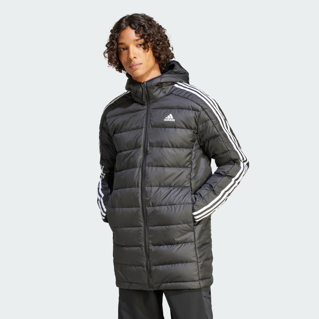 Bunda adidas Originals Essentials 3-Stripes Light Down Čierna | HZ8522, 1