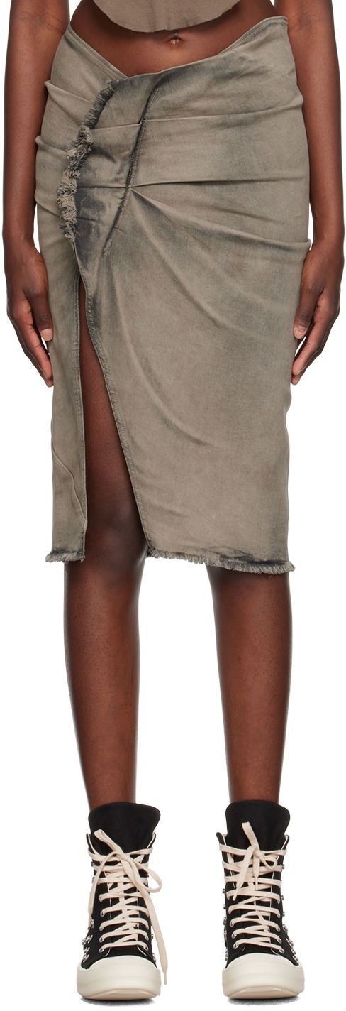 Sukňa Rick Owens DRKSHDW Frayed Denim Midi Skirt Šedá | DS02C5341 SDMP, 0