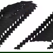 Long Sleeve Wool Polo Top, Size X-Small