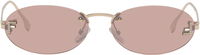 'Fendi First' Crystal Oval Rimless Sunglasses
