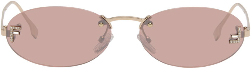 Slnečné okuliare FENDI 'Fendi First' Crystal Oval Rimless Sunglasses Ružová | FE4075USW5428Z 192337234699