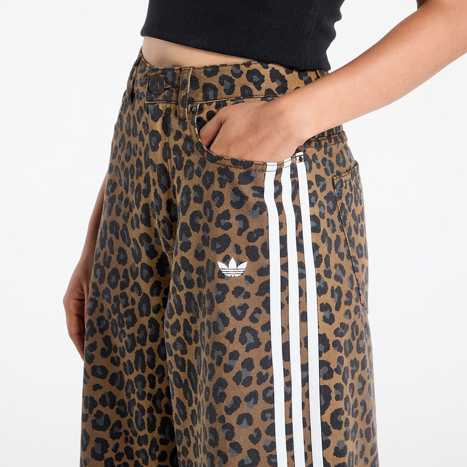 Šortky adidas Originals Originals Denim Leopard Print Bermuda Shorts Hnedá | KA2676, 1