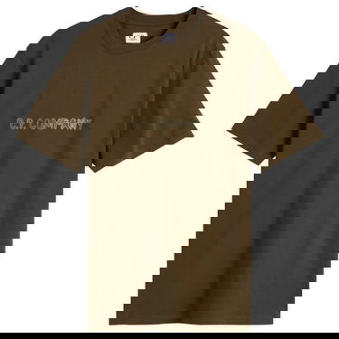 Tričko C.P. Company Text Logo T-Shirt Zelené | 19CMTS108A-006586W-683, 0