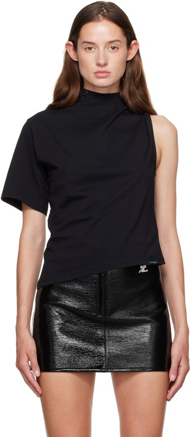 Tričko Courrèges Courrèges Twist Asymmetrical T-Shirt Čierna | 325JTS209JS0233, 0