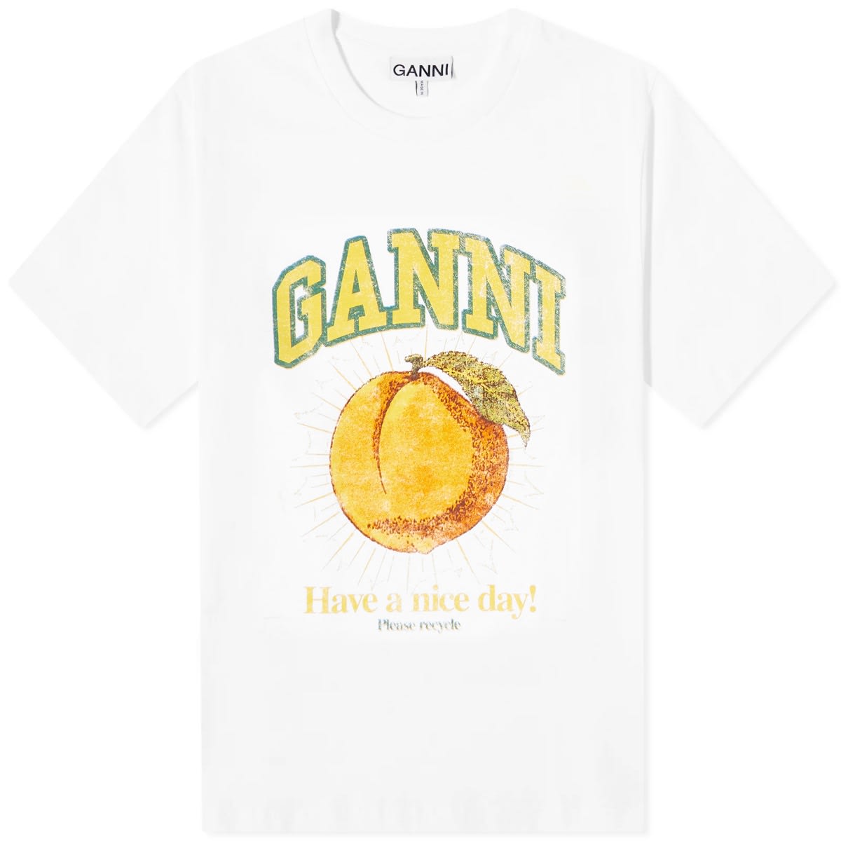 Tričko GANNI Peach Relaxed T-Shirt Biela | T3529-151, 0