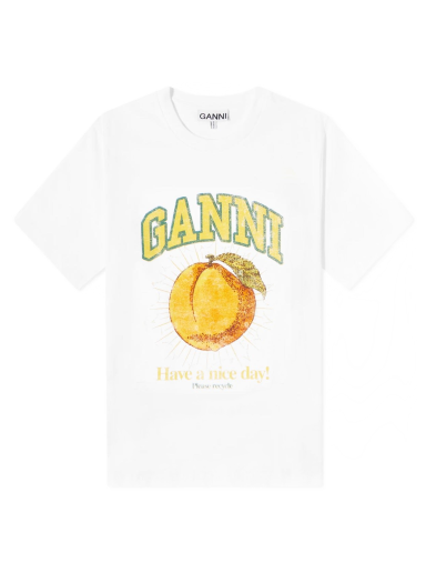 Tričko GANNI Peach Relaxed T-Shirt Biela | T3529-151