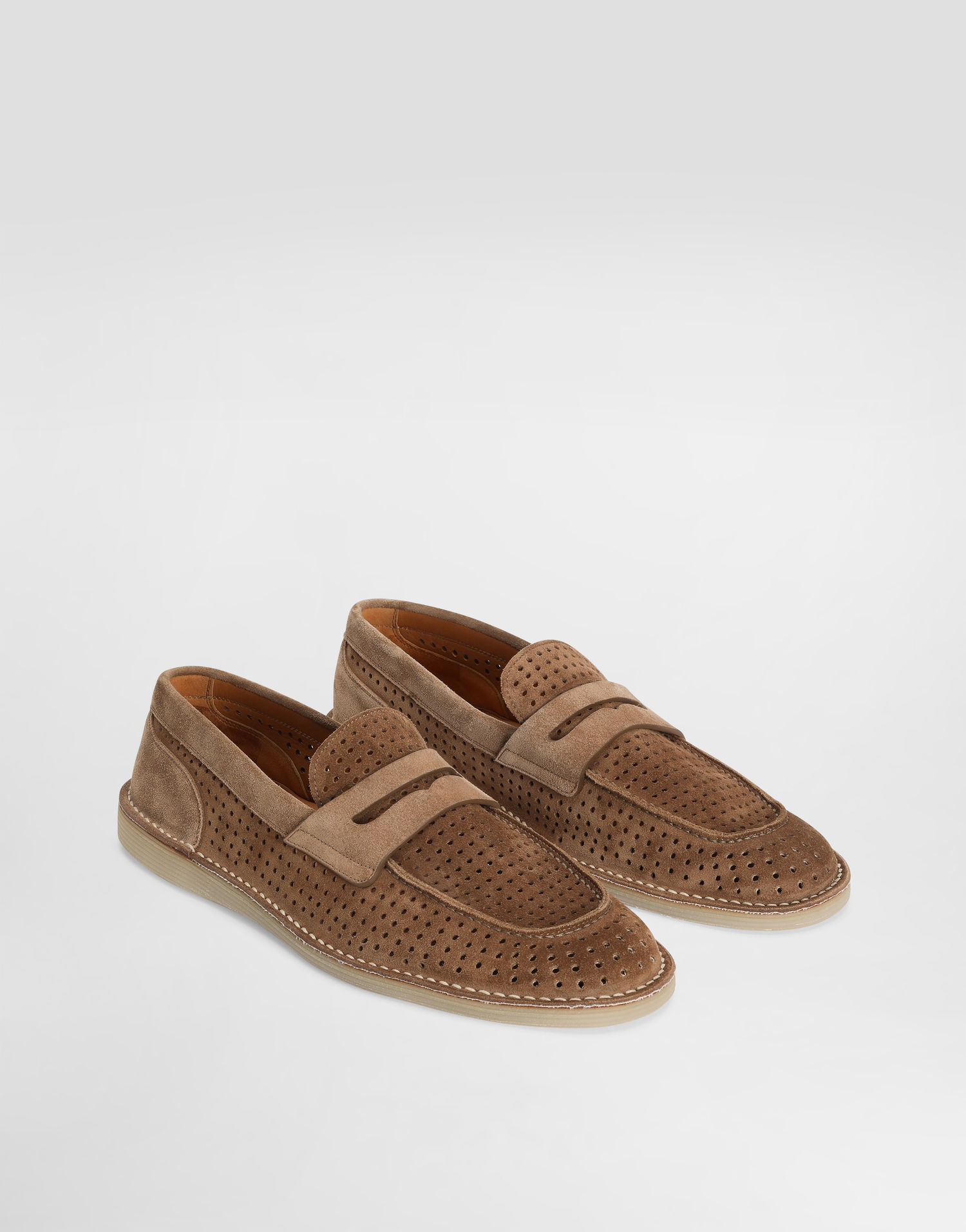 Doplnky Dolce & Gabbana Dolce & Gabbana Perforated Suede Penny Loafers Hnedá | A50651A9T5980024, 1