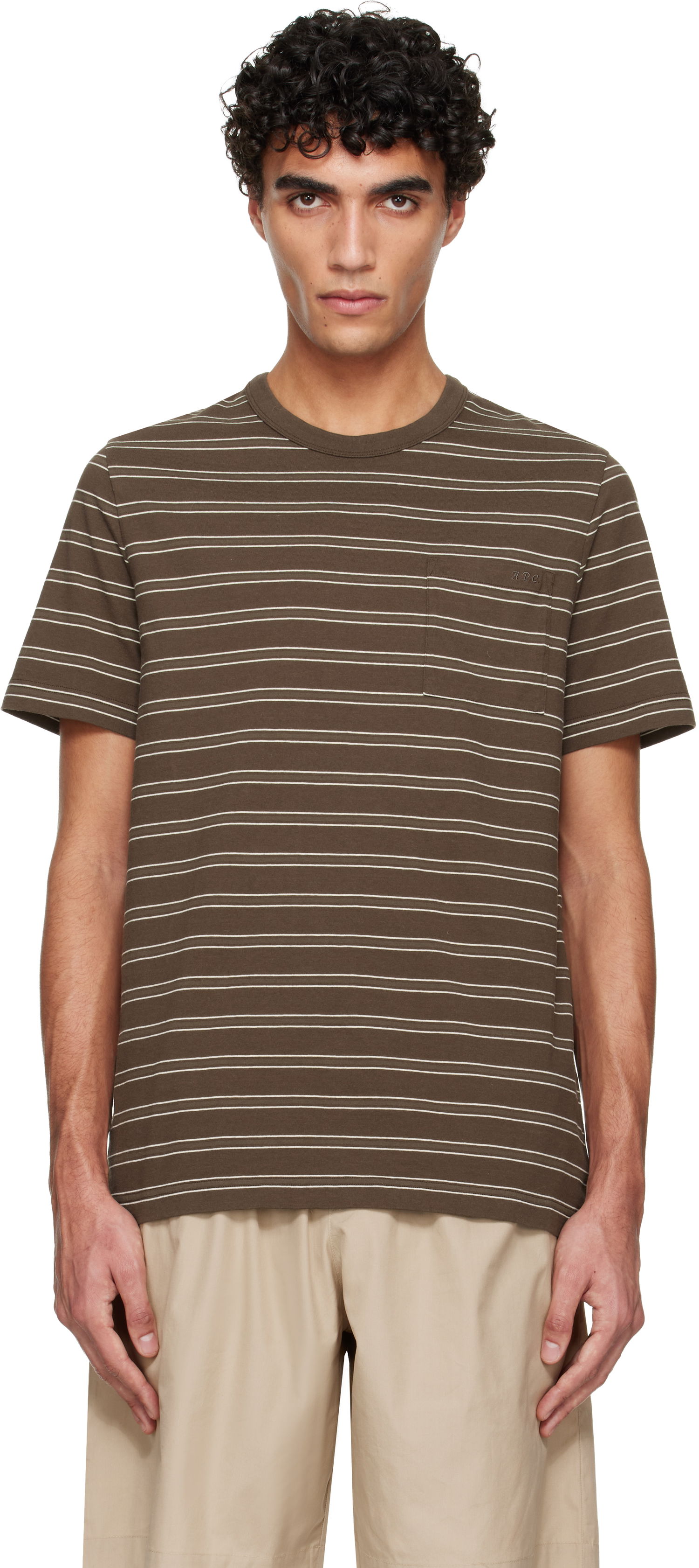 Tričko A.P.C. Striped Pocket T-shirt Hnedá | COHLV-H26534, 0
