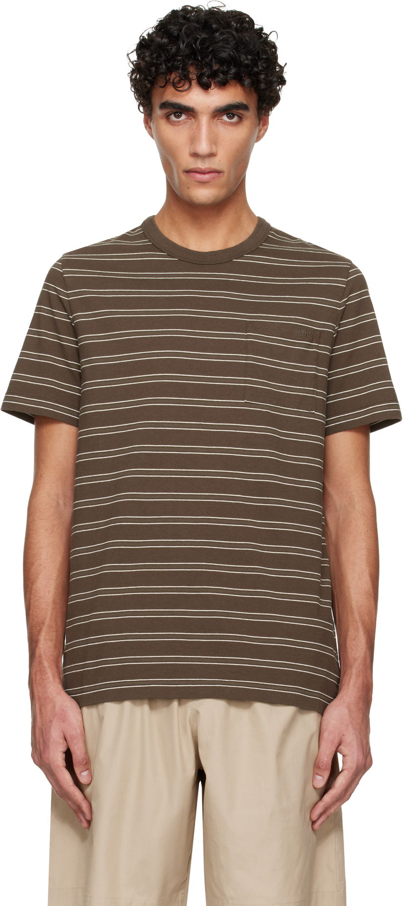 Tričko A.P.C. Striped Pocket T-shirt Hnedá | COHLV-H26534