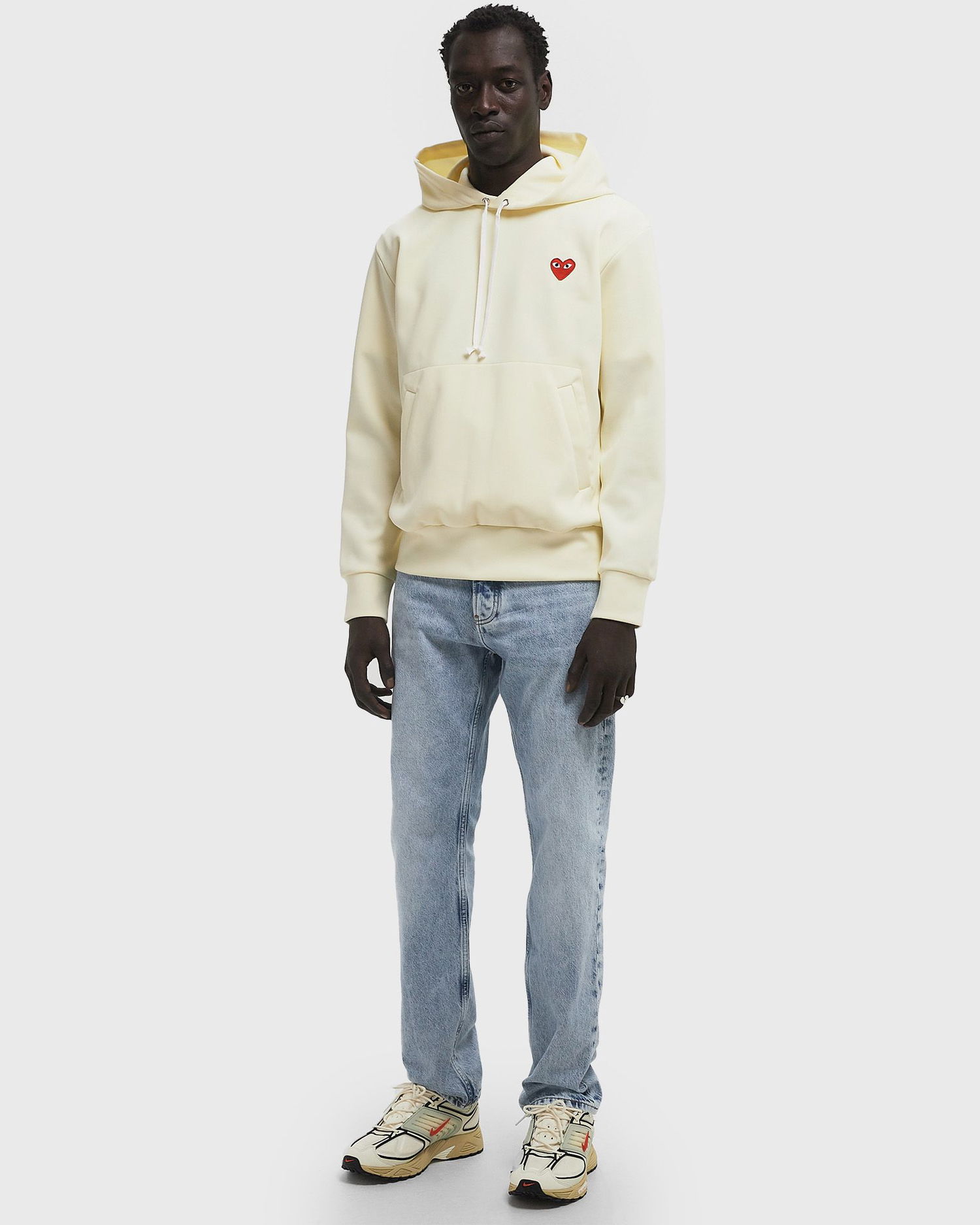 Mikina Comme des Garçons Play Red Heart Emblem Sweatshirt Hoodie Béžová | AX-T174-051-3, 1