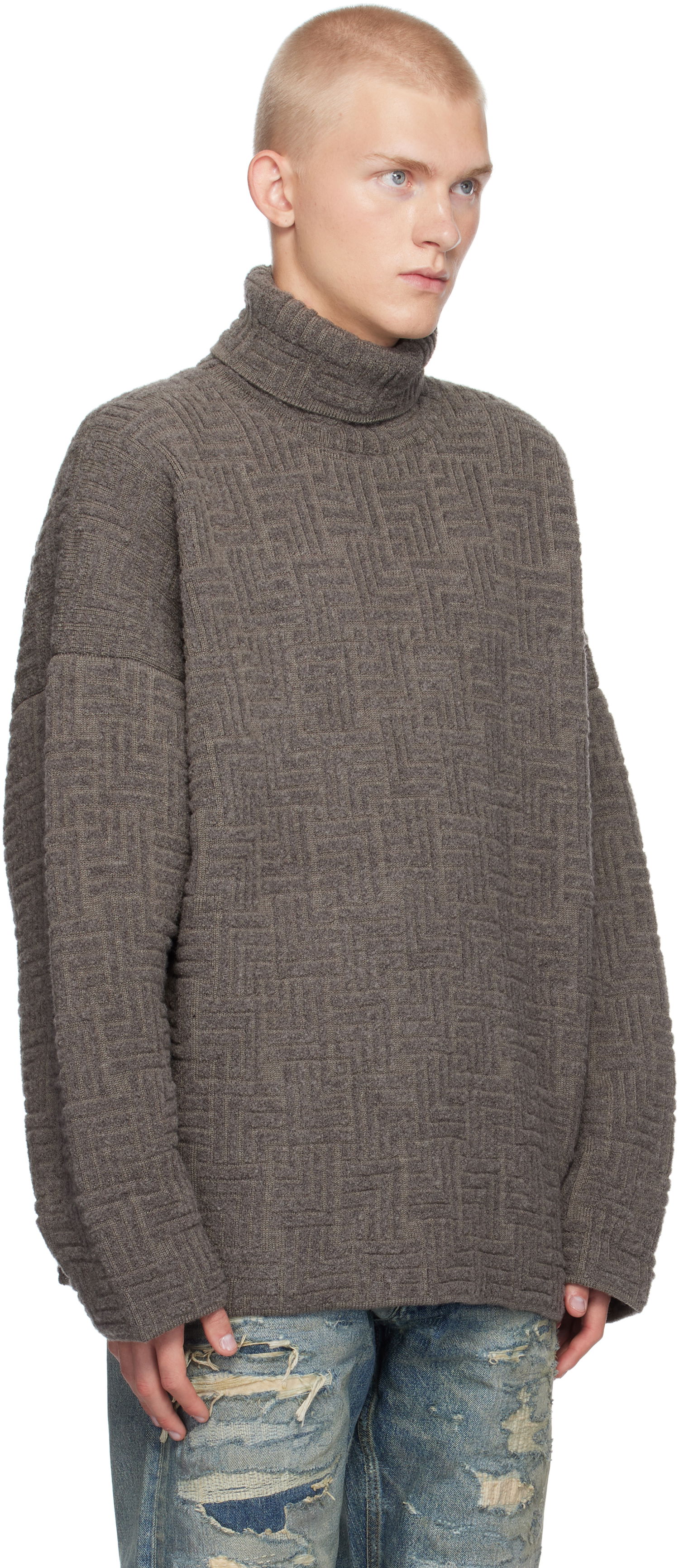 Sveter Fear of God Fear of God Wool Jacquard Turtleneck Sweater Hnedá | FG820-22810WJB, 1