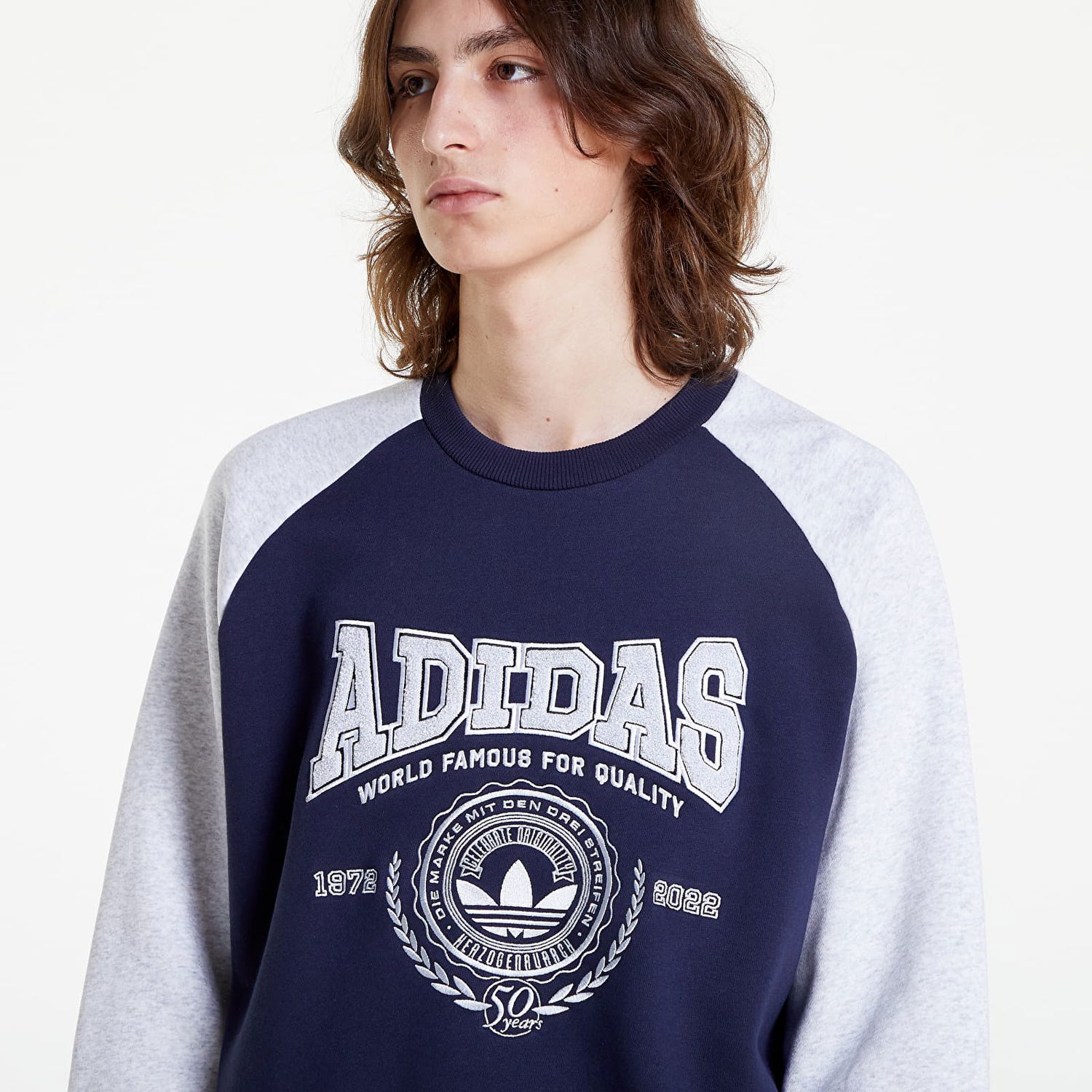 Mikina adidas Originals Fleece Varsity Crewneck Sweatshirt Legend Ink Navy | HY6041, 0