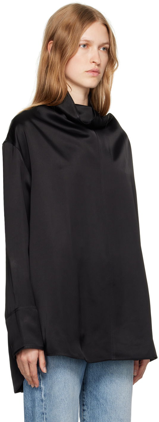 Košeľa TOTEME Funnel Neck Satin Blouse Čierna | 244-WRT0371-FB0208, 1