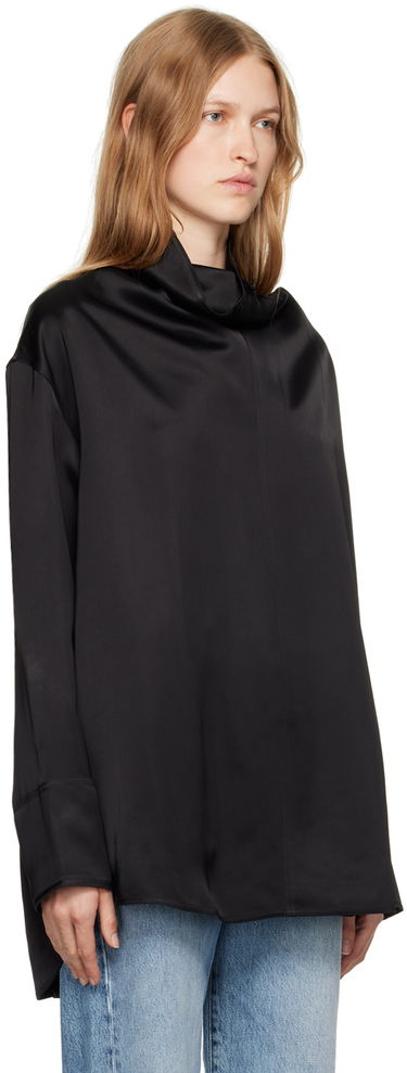 Košeľa TOTEME Funnel Neck Satin Blouse Čierna | 244-WRT0371-FB0208, 1