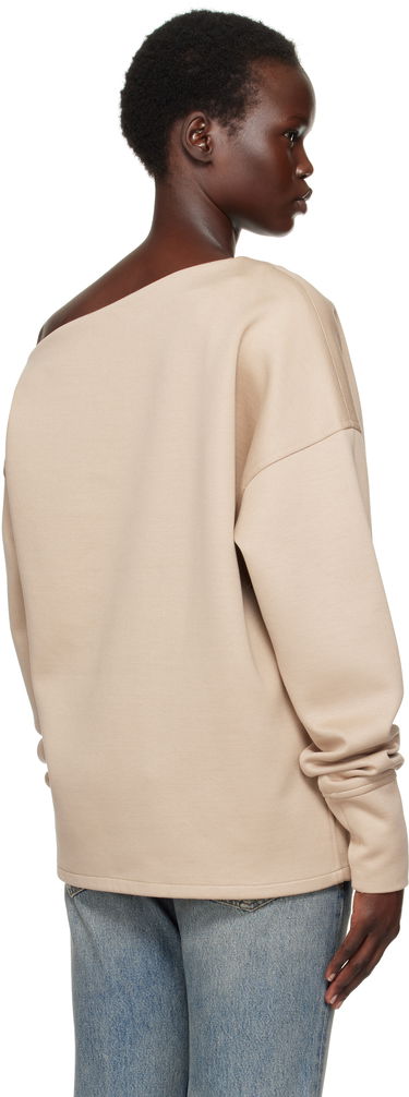 Sveter Balmain Balmain Asymmetrical Jersey Off-The-Shoulder Sweatshirt Béžová | EF1HU301JJ69, 2