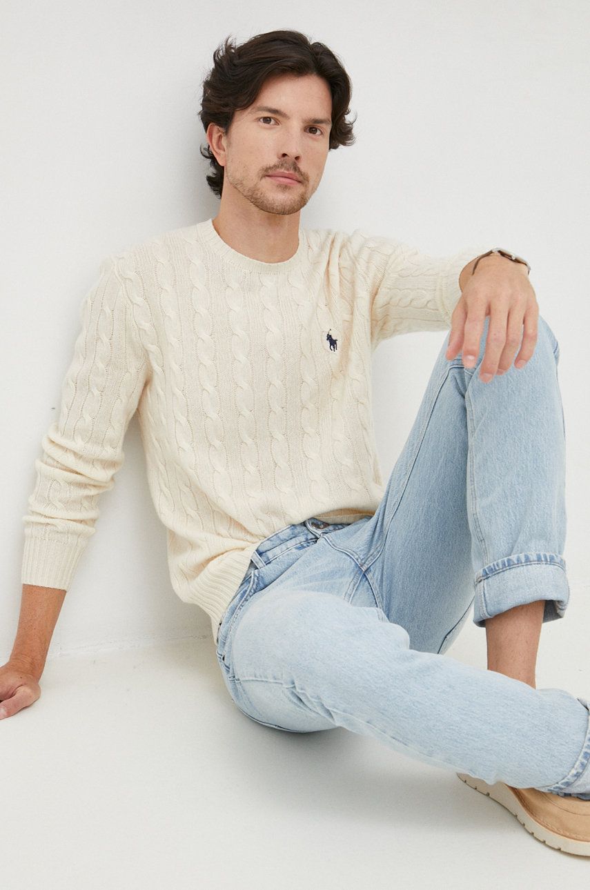 Sveter Polo by Ralph Lauren Logo Embroidered Cable Knit Jumper Béžová | 710876762010, 0