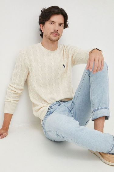 Sveter Polo by Ralph Lauren Logo Embroidered Cable Knit Jumper Béžová | 710876762010, 0