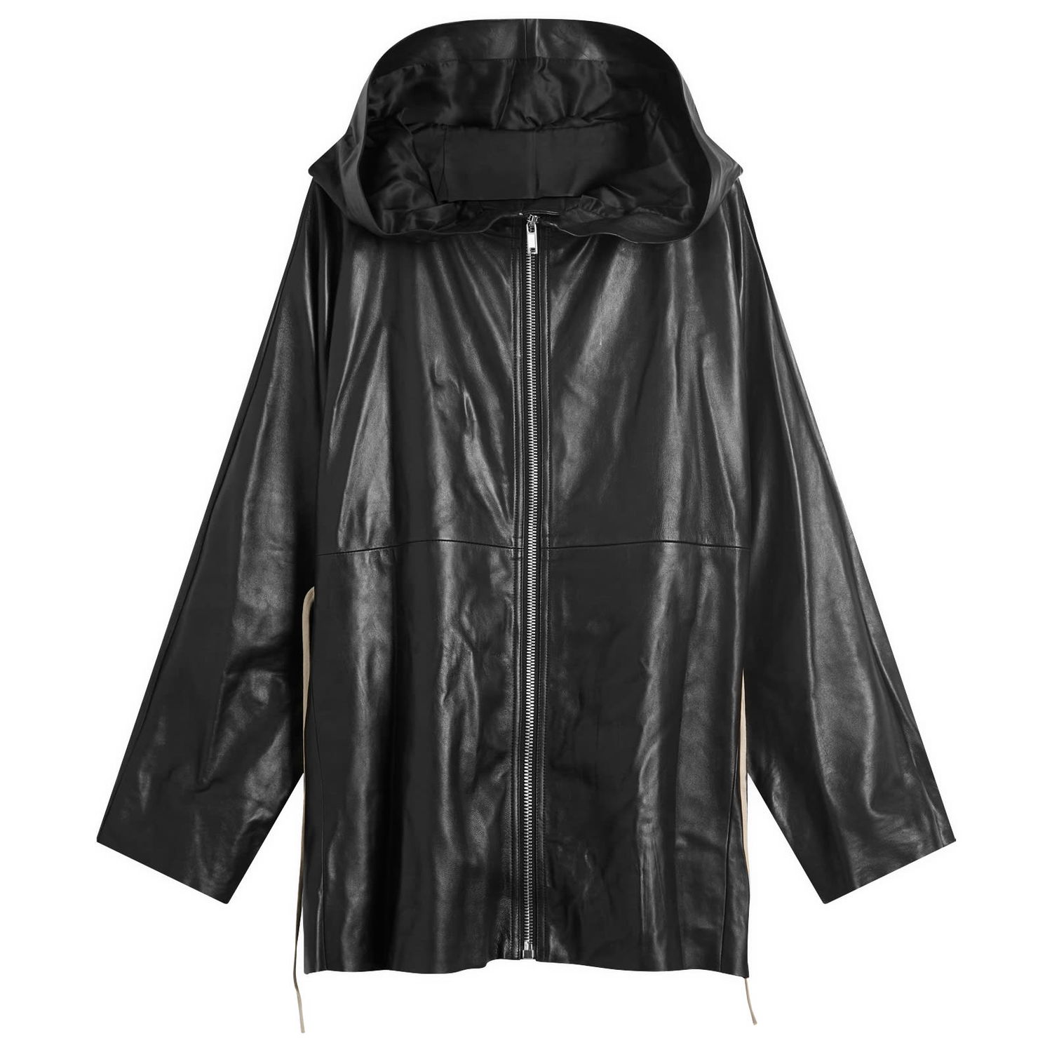 Bunda Rick Owens Rick Owens Zip Front Hooded Leather Jacket Čierna | RP02E4745-LBY-09, 0