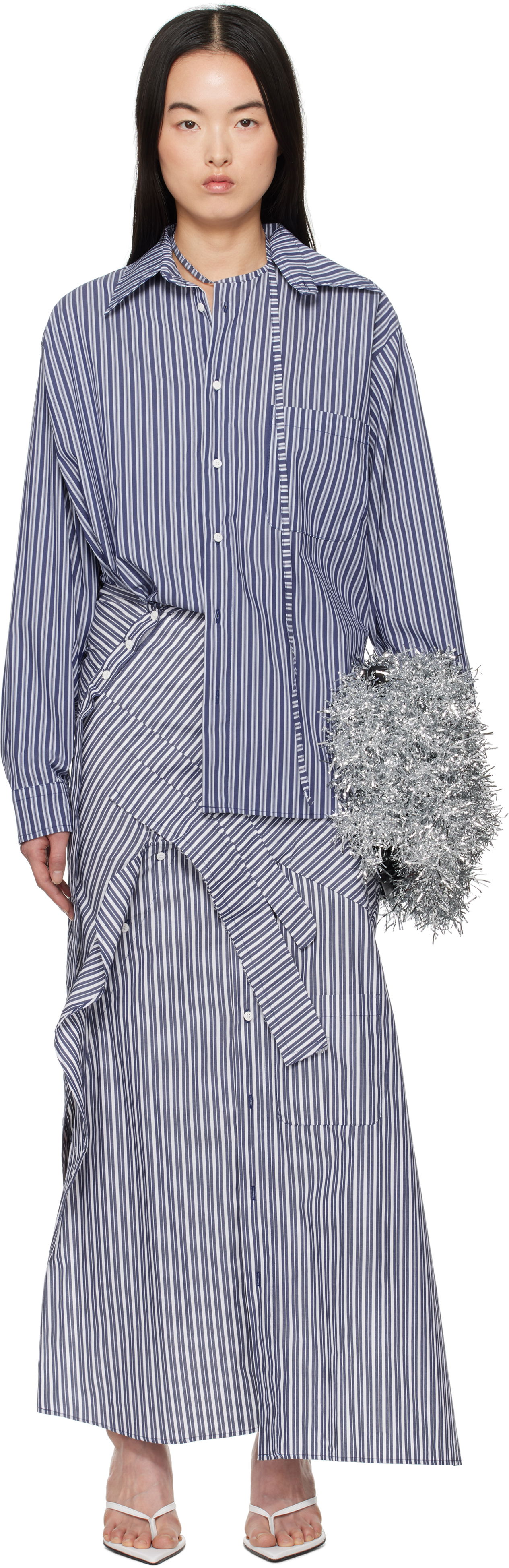 Šaty Ottolinger Ottolinger Deconstructed Shirting Midi Dress Modrá | 11150011101, 0