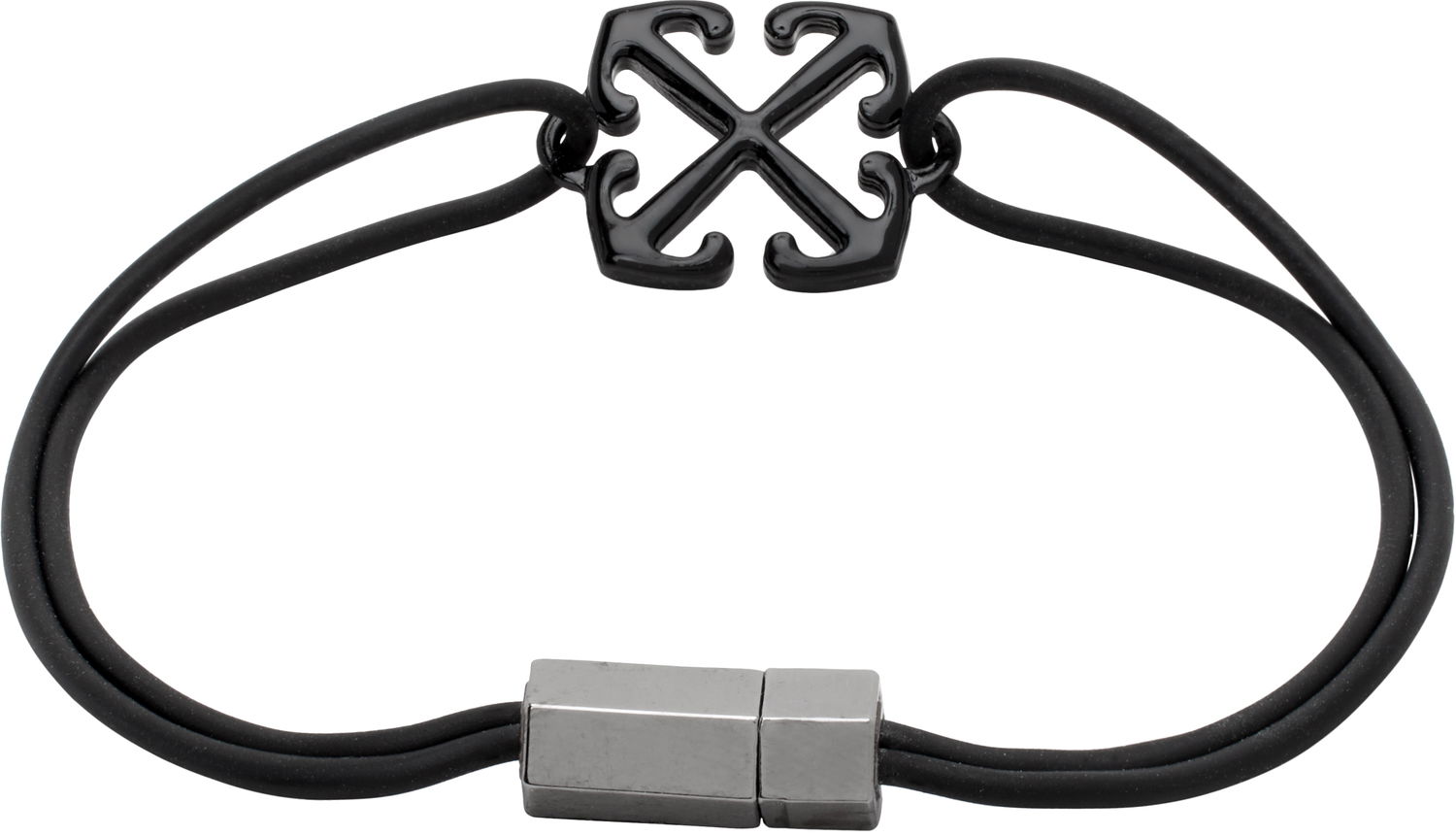 Náramok Off-White Rubber Bracelet With Metal Clasp Čierna | OMOA10AC99MET0011010, 1