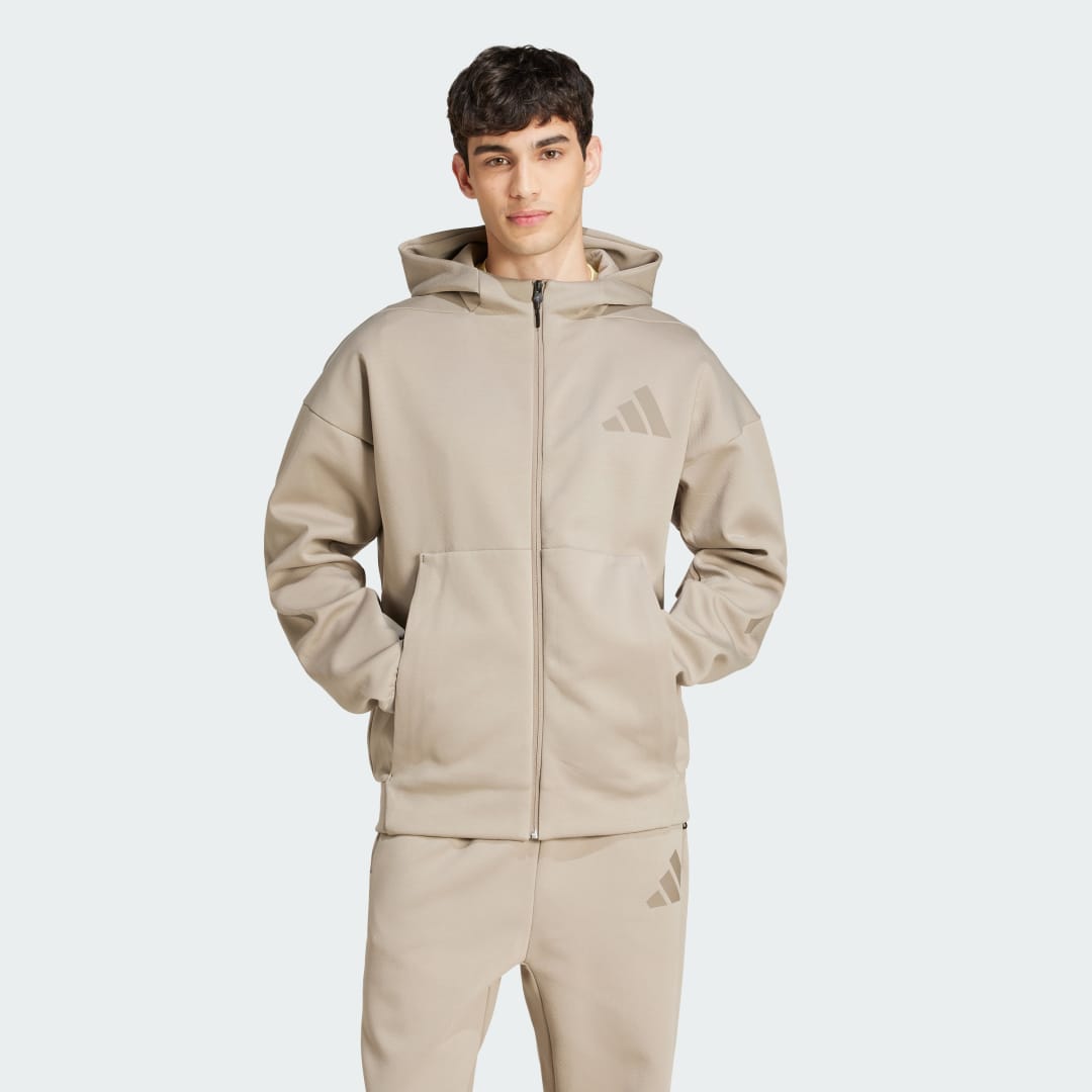 Mikina adidas Performance Z.N.E. Full-Zip Hoodie Béžová | JC5495, 0