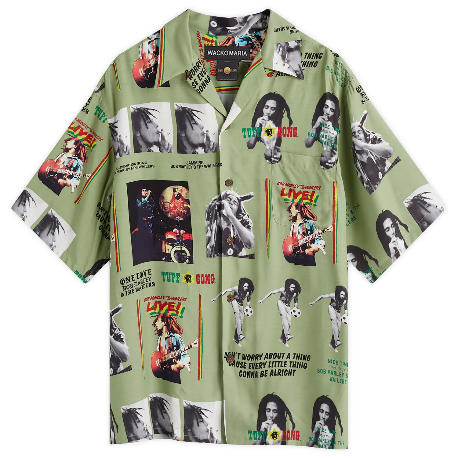Košeľa WACKO MARIA Bob Marley Type-1 Hawaiian Shirt Large Zelené | BOBMARLEY-WM-HI09-GRN, 0