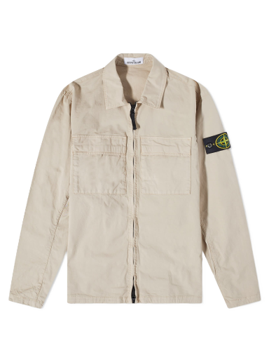 Bunda Stone Island Supima Cotton Twill Stretch-TC Zip Shirt Jacket Béžová | 781510210-V0092