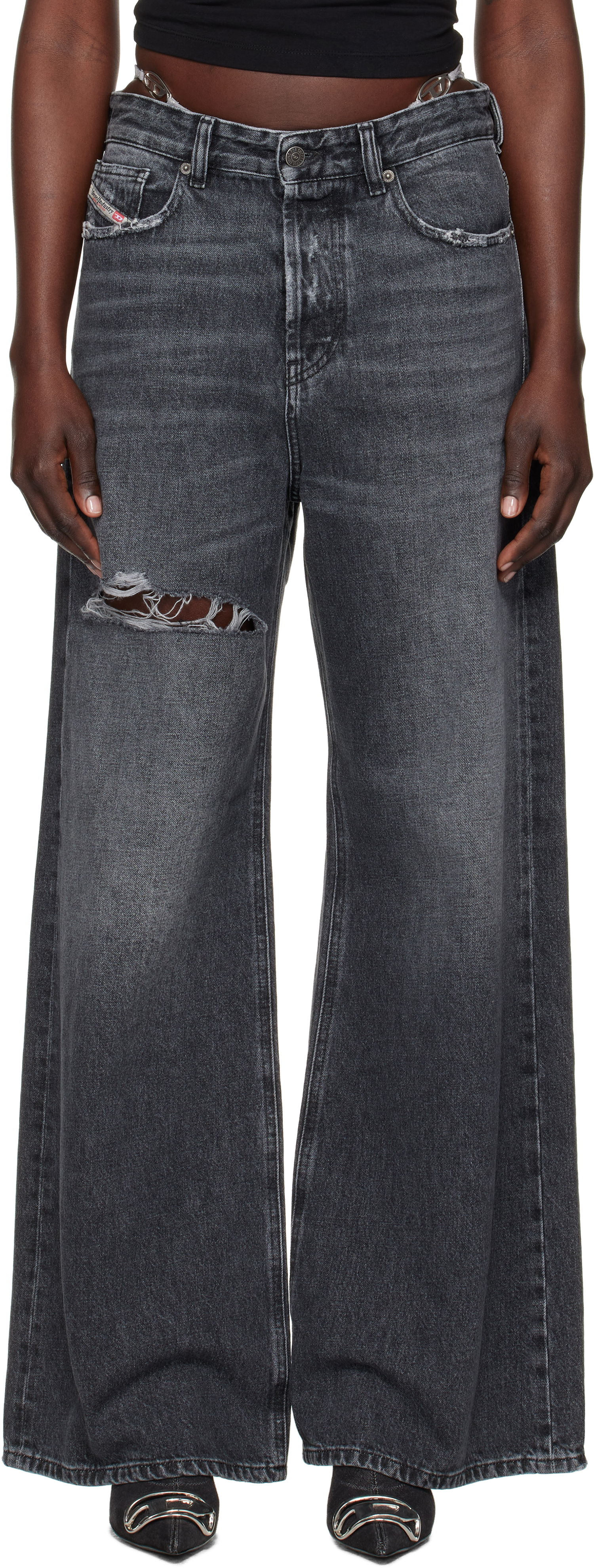 Džínsy Diesel Relaxed Fit Distressed Jeans Čierna | A06925 007X4, 0