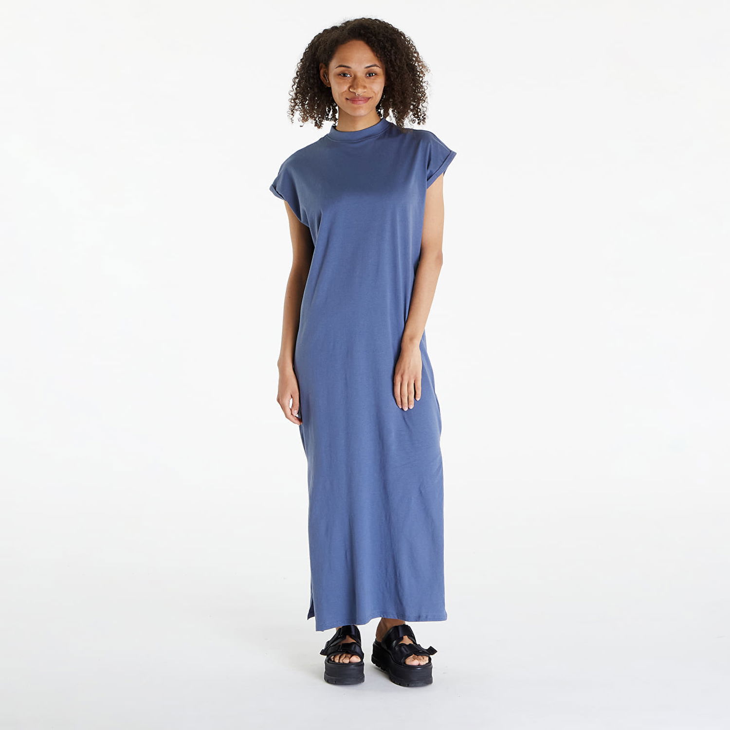 Šaty Urban Classics Dresses Ladies Long Extended Shoulder Dress Vintageblue Modrá | TB6027-02428, 0