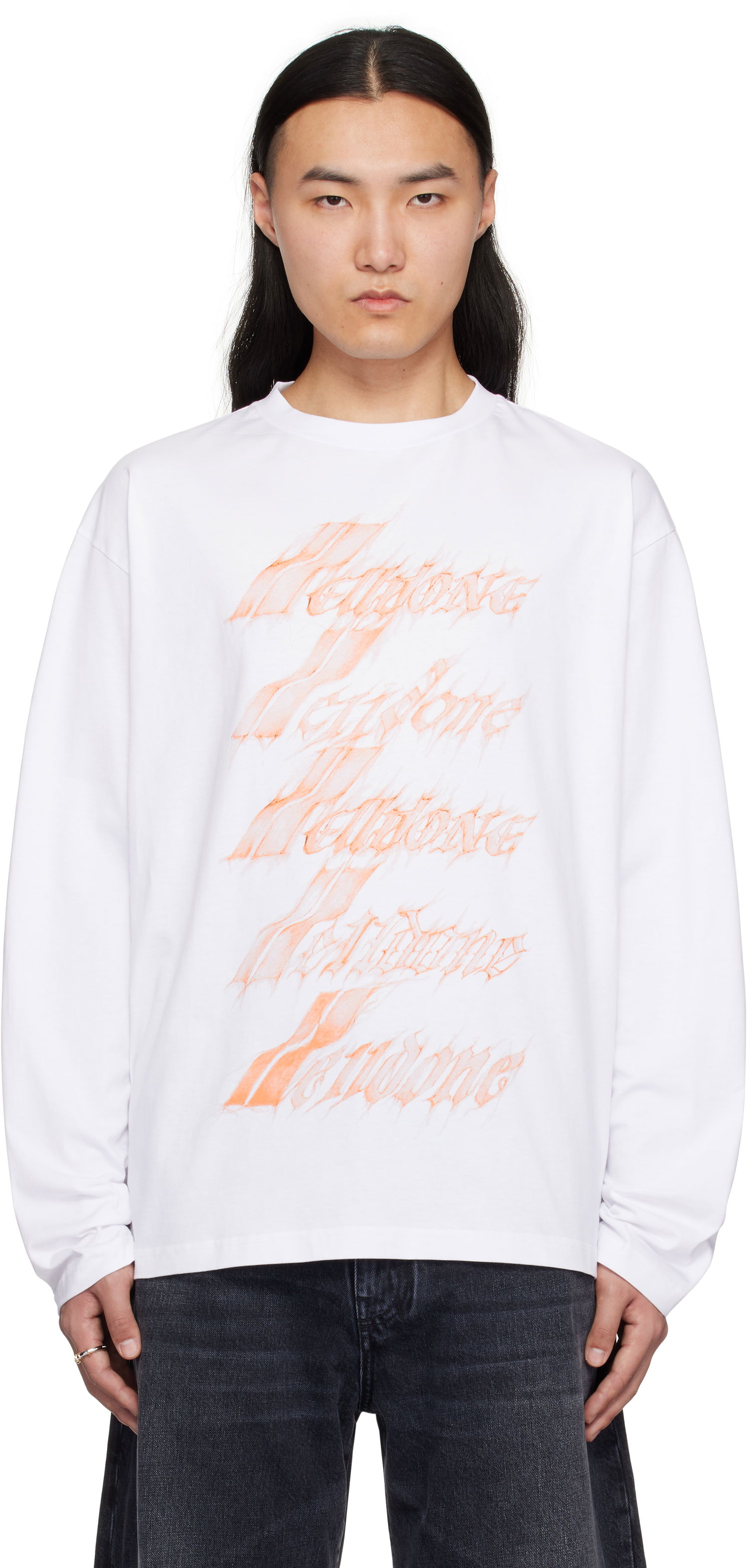 Sveter We11done We11done Spark Logo Long Sleeve T-Shirt Biela | WD-TT0-25-752-U-WH, 0
