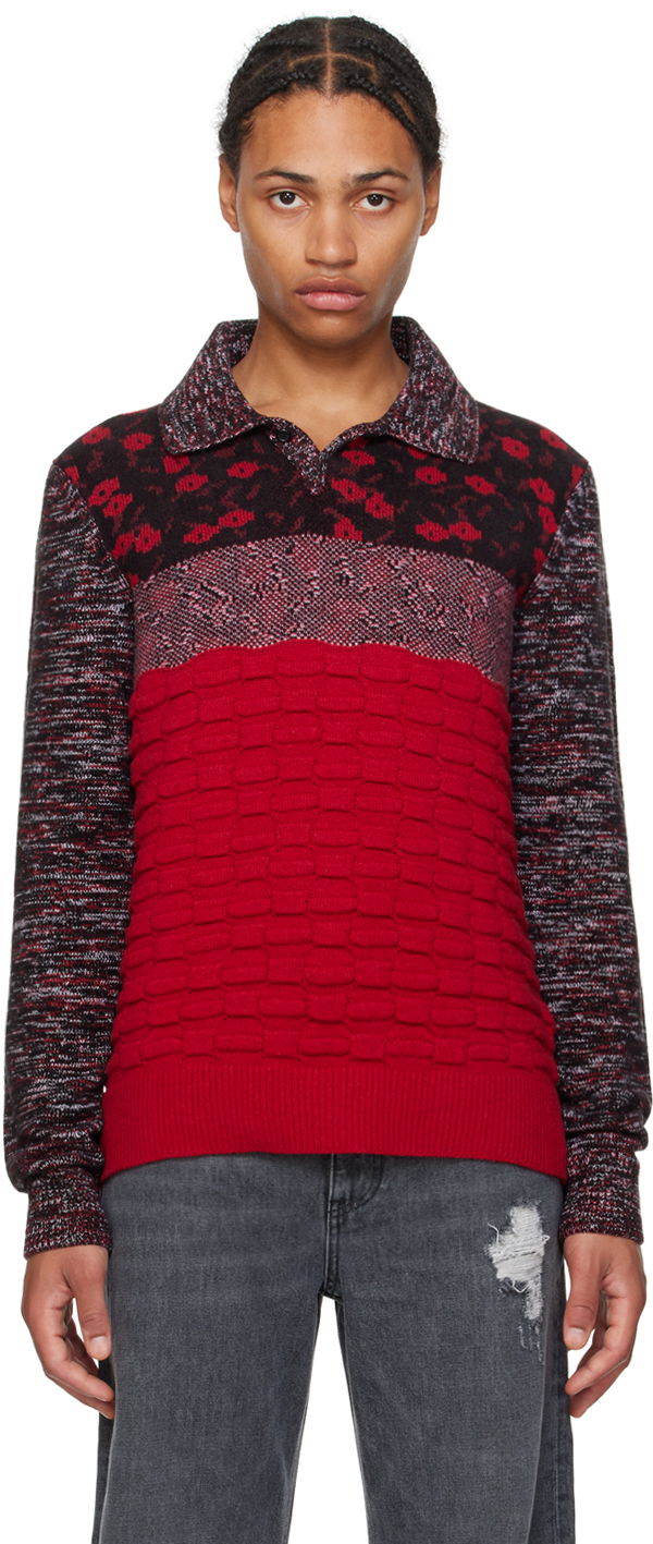 Polo tričko JW Anderson Multi-Texture Polo Červená | KW1231-YN0357, 0