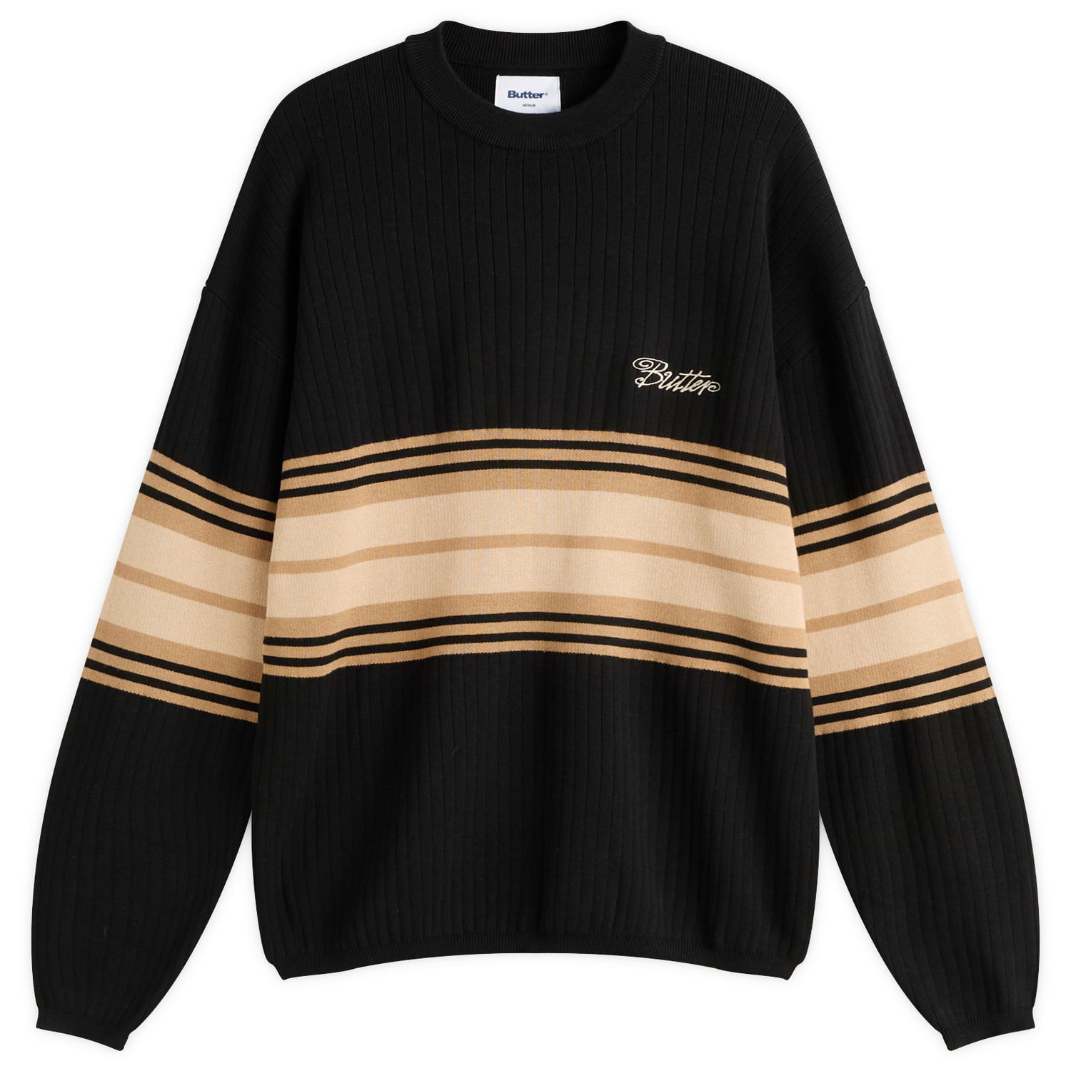Sveter Butter Goods Crest Knit Jumper, Size Large Čierna | BG253301-BLK, 0