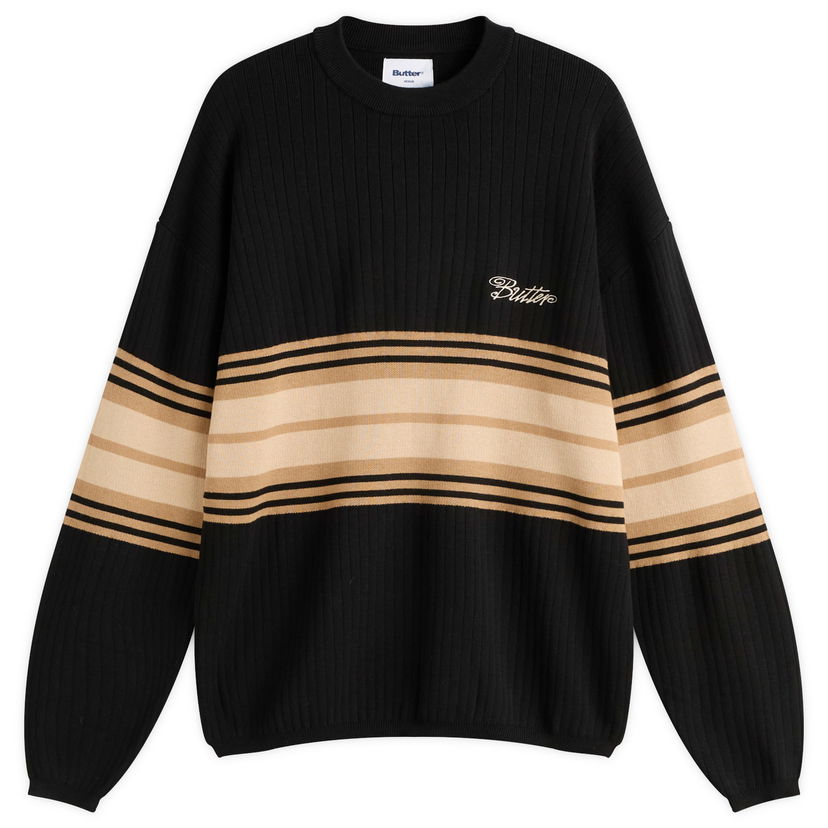 Sveter Butter Goods Crest Knit Jumper, Size Large Čierna | BG253301-BLK