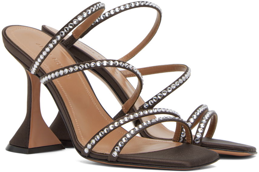 Amina Muaddi Naima Crystal Slipper Heeled Sandals