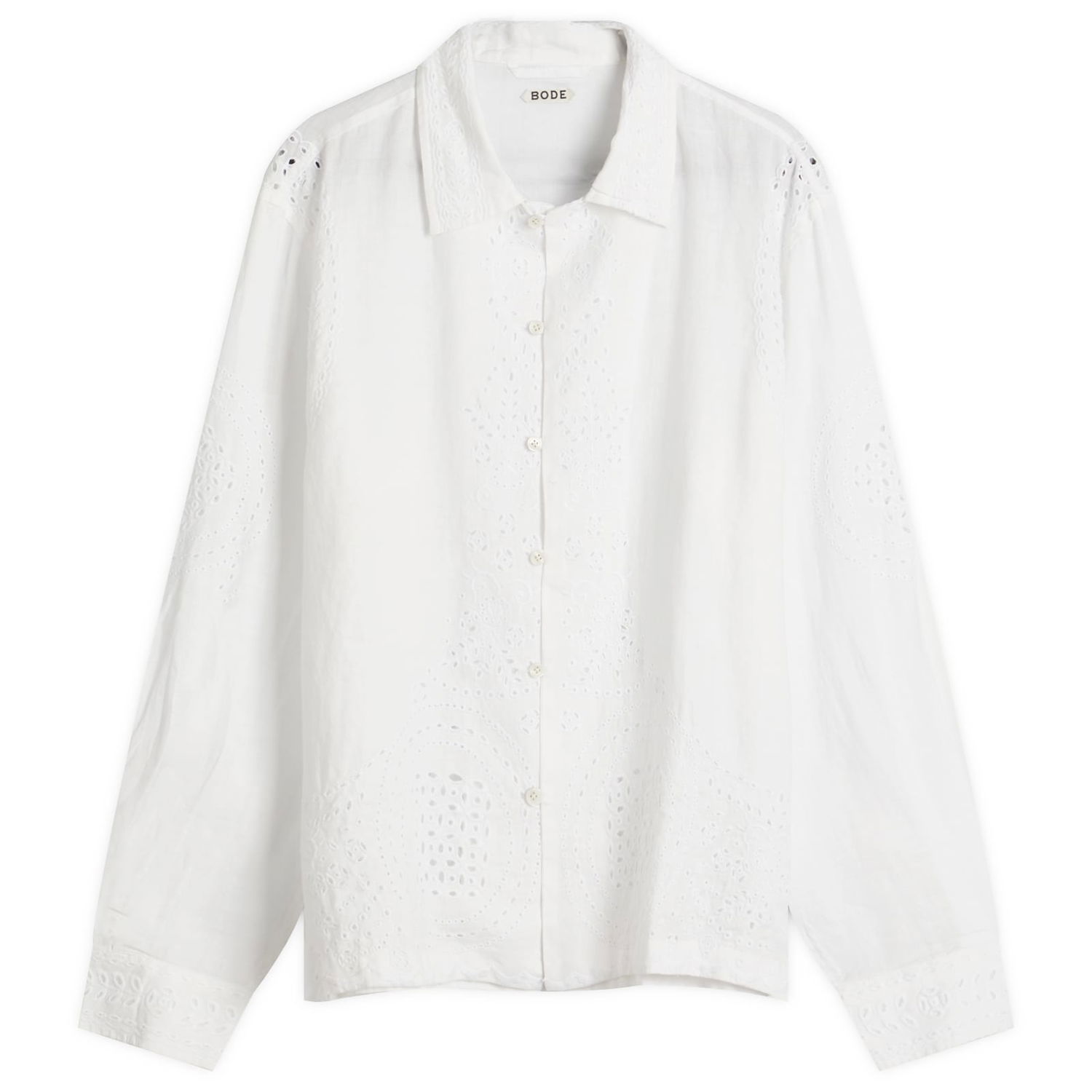 Košeľa Bode Belvoir Eyelet Shirt, Size Large Biela | MRS25SH039-WHT, 1