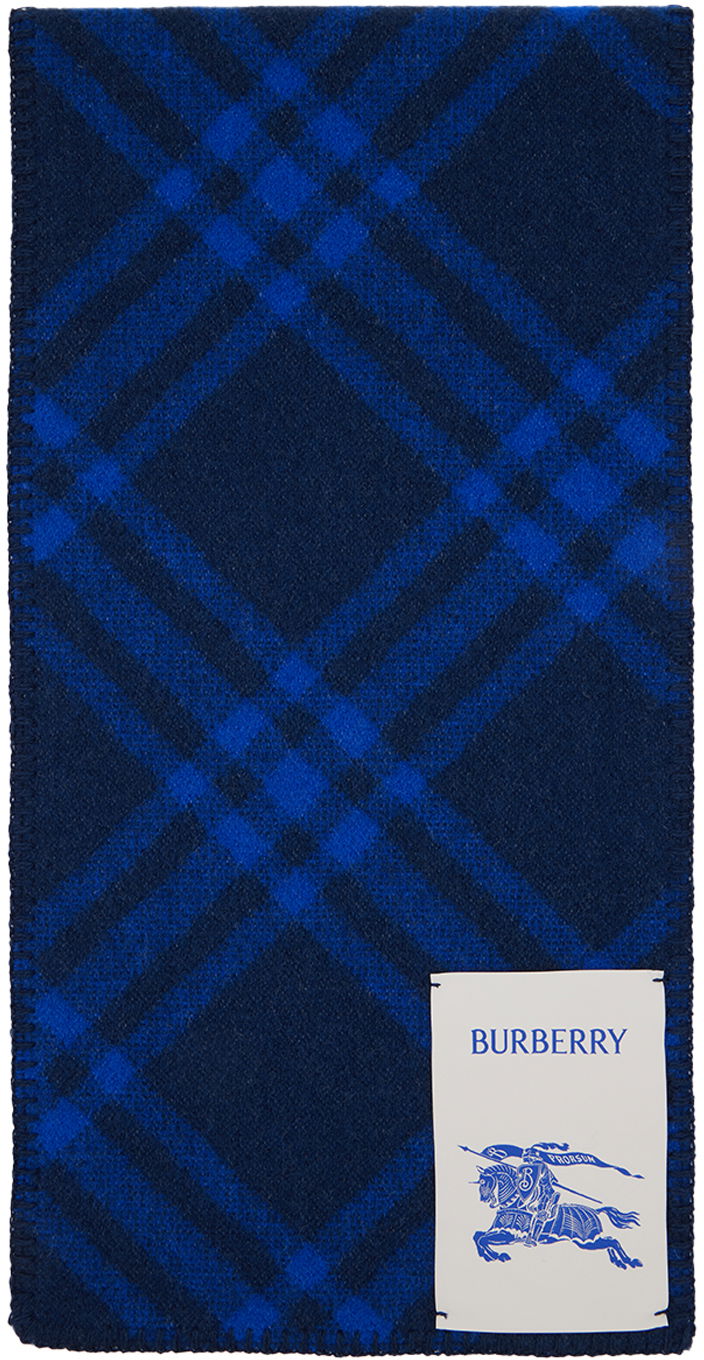 Šál Burberry Check Wool Scarf Navy / Blue Navy | 8079249