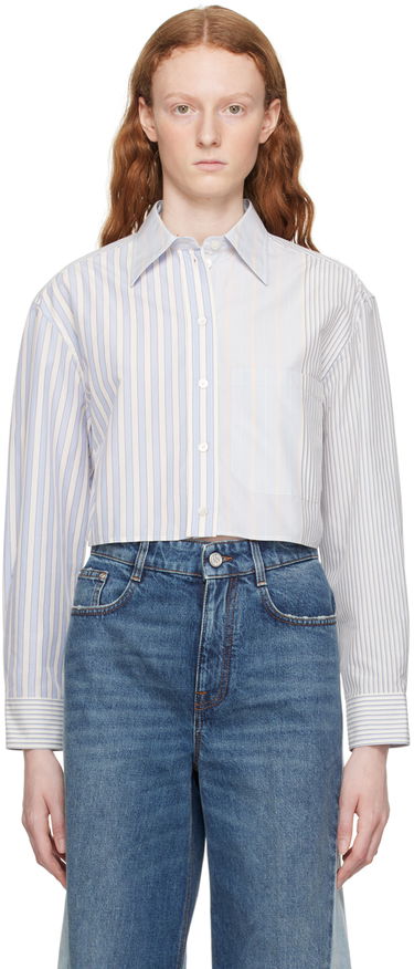 Košeľa Stella McCartney Stella McCartney Striped Cropped Shirt Modrá | 6200553CJ303, 0