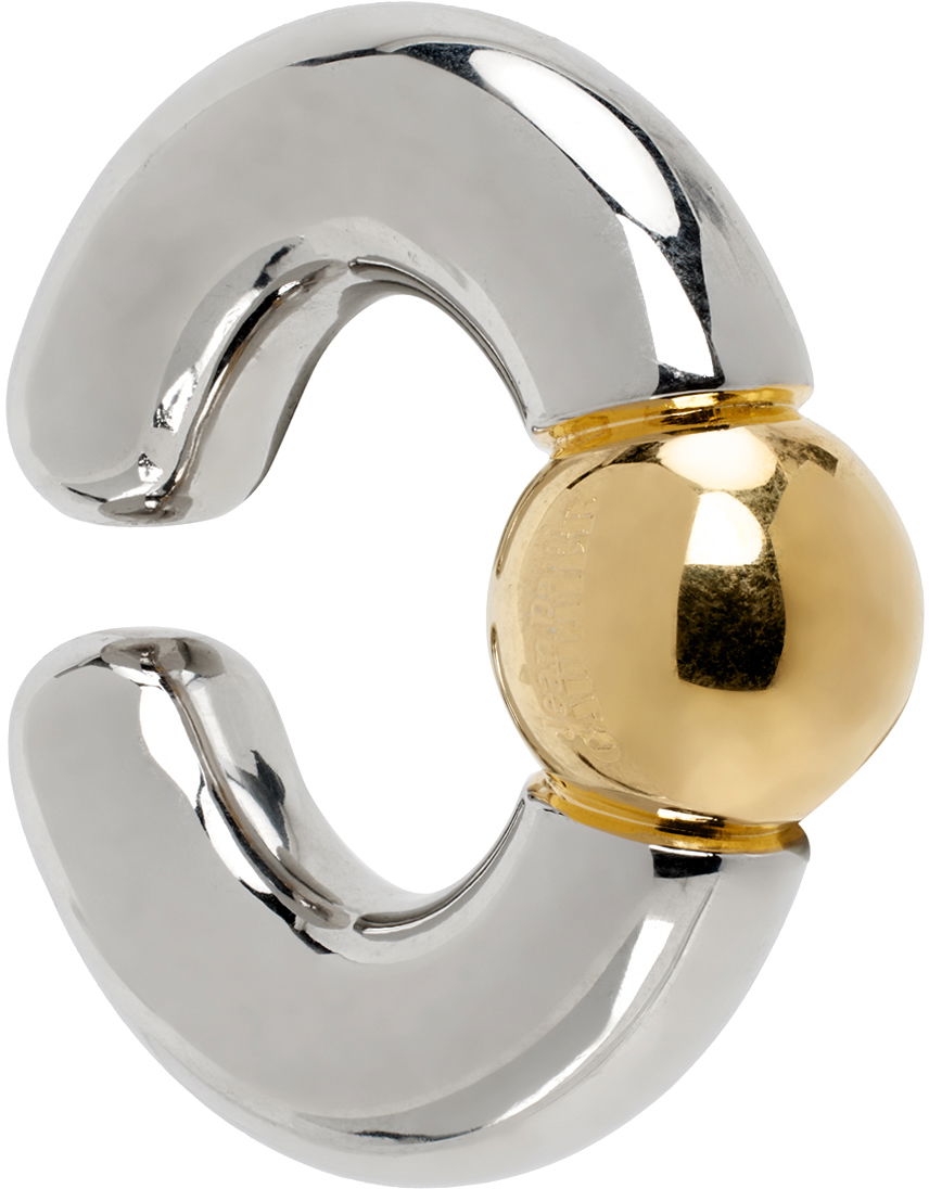 Náušnice Jean Paul Gaultier Tube Ear Cuff with Gold Detail Metalická | 24/31-U-BO058-X053-9192, 1
