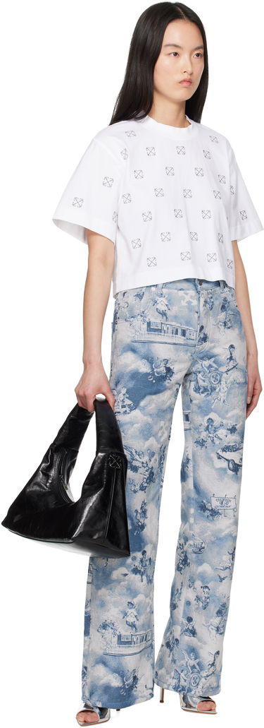 Crop Top Off-White Off-White Little Arrows Lurex Crop T-Shirt Biela | OWAA090S25JER0040172, 3