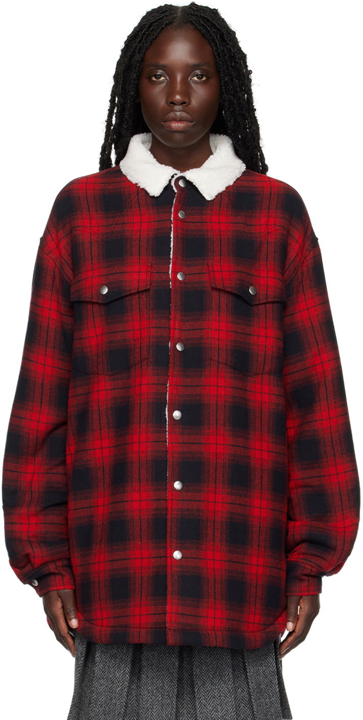 Košeľa We11done We11done Check Sherpa Collar Jacket Červená | WD-SH3-22-141-U-RD, 0