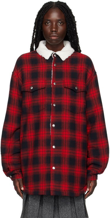 Košeľa We11done We11done Check Sherpa Collar Jacket Červená | WD-SH3-22-141-U-RD, 0