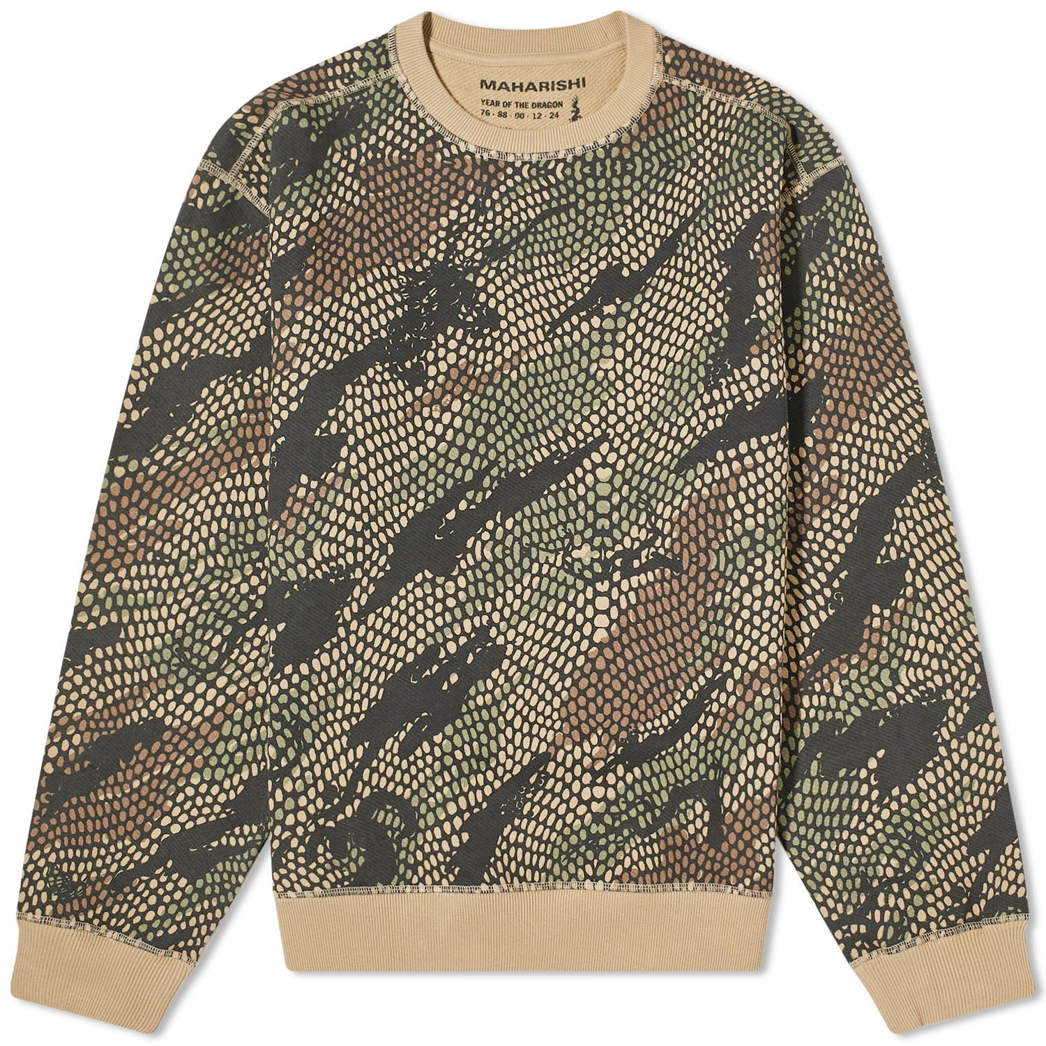 Mikina Maharishi Organic Camo Crew Sweatshirt Zelené | 5067-WLD, 0