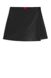 Wrap-front Faux Leather Mini Skort