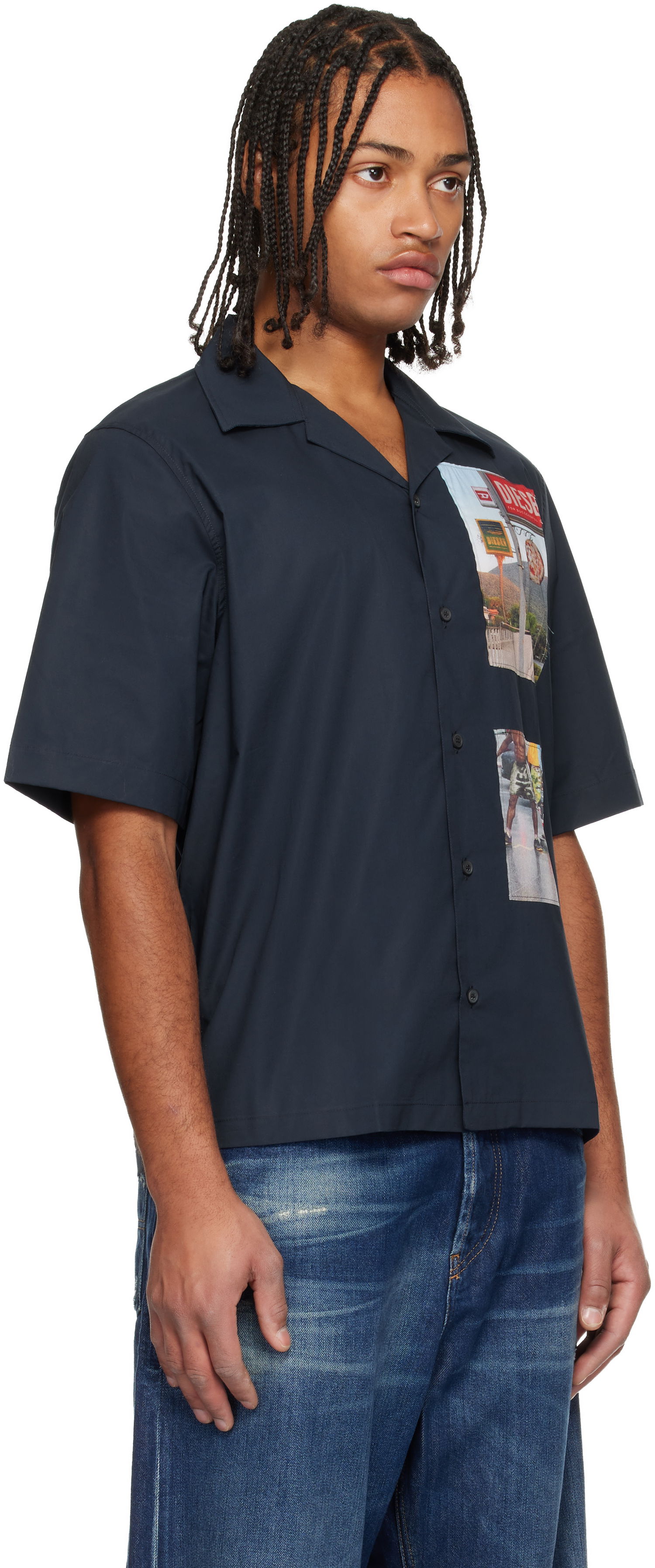 Košeľa Diesel Short Sleeve Camp-Collar Shirt with Photo Appliqués Navy | A19522-0AJFY-81E, 1