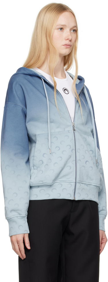 Mikina Marine Serre Marine Serre Moon Faded Fleece Zip Hoodie Modrá | UST017B CJER0073, 1