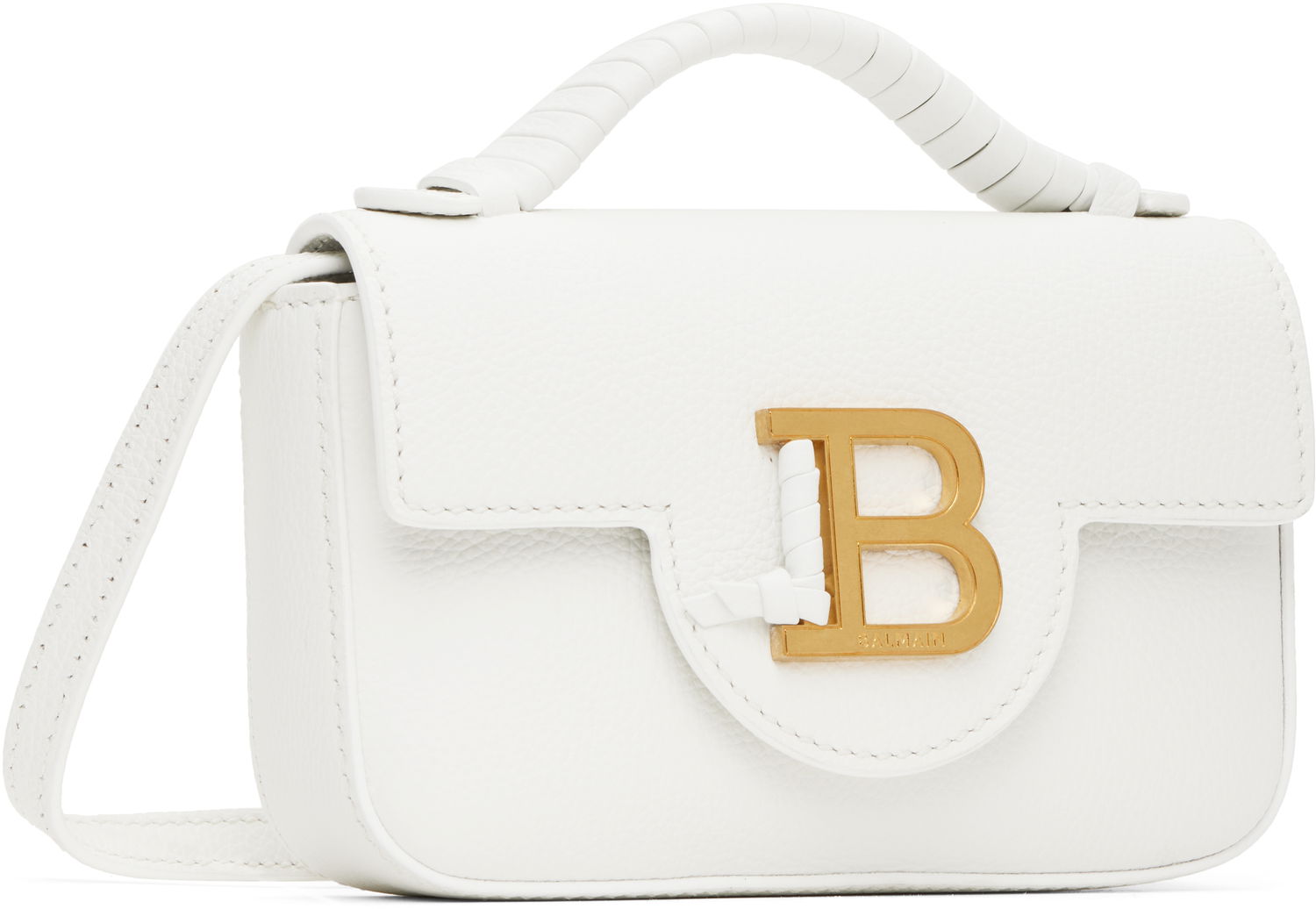 Kabelka Balmain Balmain B-Buzz 17 Grained Leather Crossbody Bag Biela | EN1DG811LPOS, 1