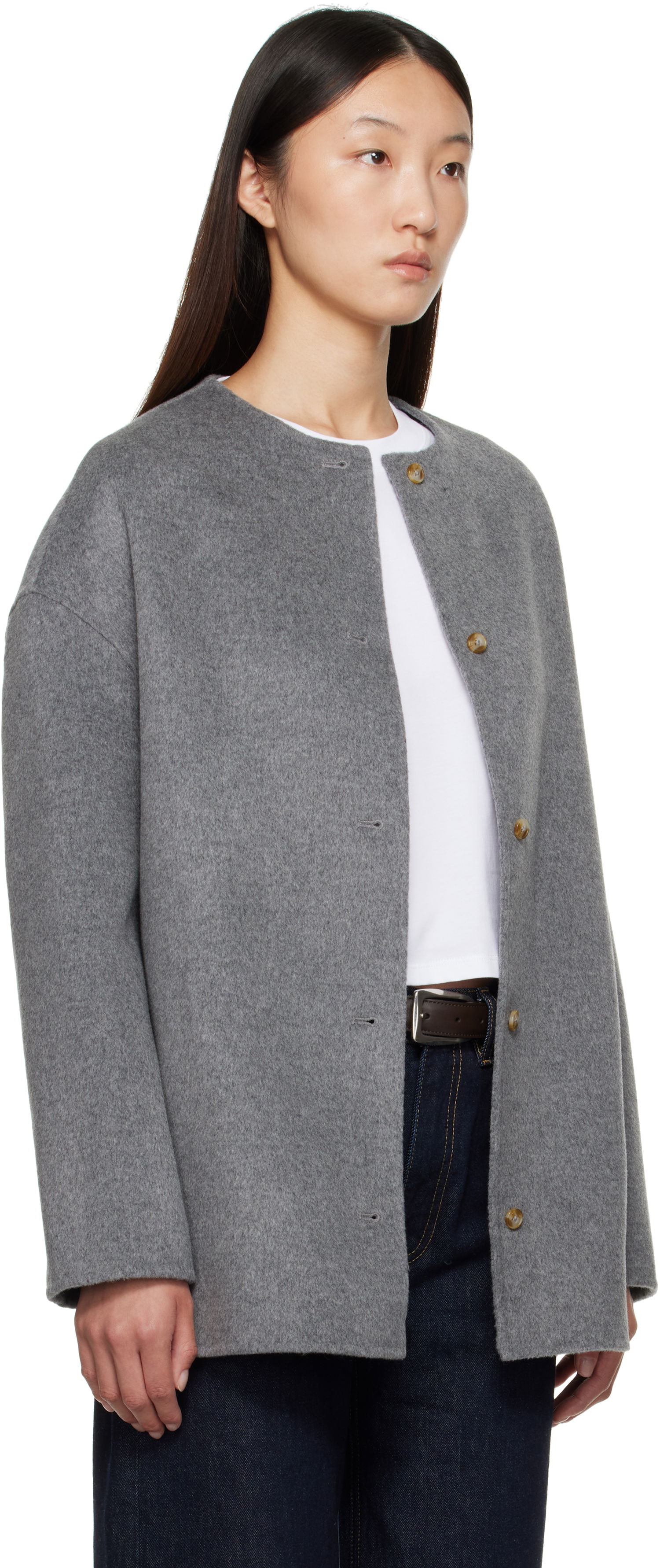 Kabáty Loulou de Saison Loulou de Saison Dunne Wool Short Coat Šedá | DUNNE, 1