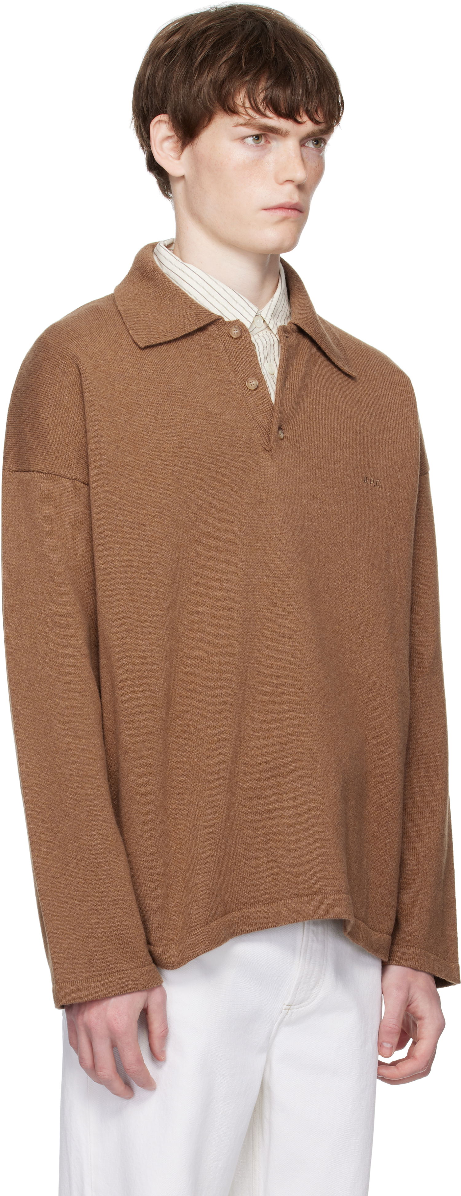 Sveter A.P.C. A.P.C. Manuel Knit Polo Hnedá | WOASB-H23454, 1