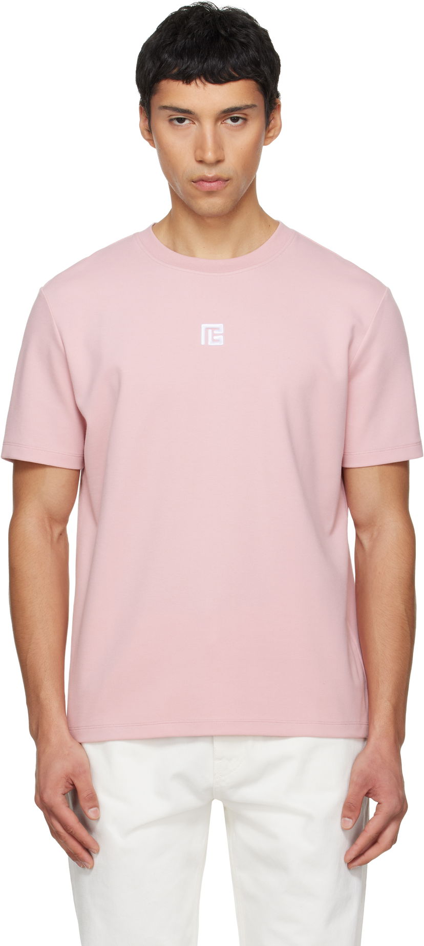 Tričko Balmain Embroidered Logo T-shirt Ružová | GH1EG000BC87